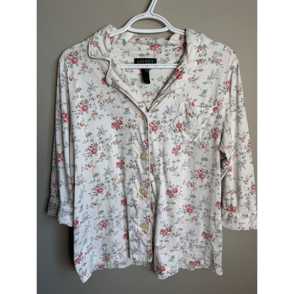 Lauren Ralph Lauren Other - Lauren Ralph Lauren Floral‎ Pajama Top White Pink Medium Cottagecore Shabby Chic